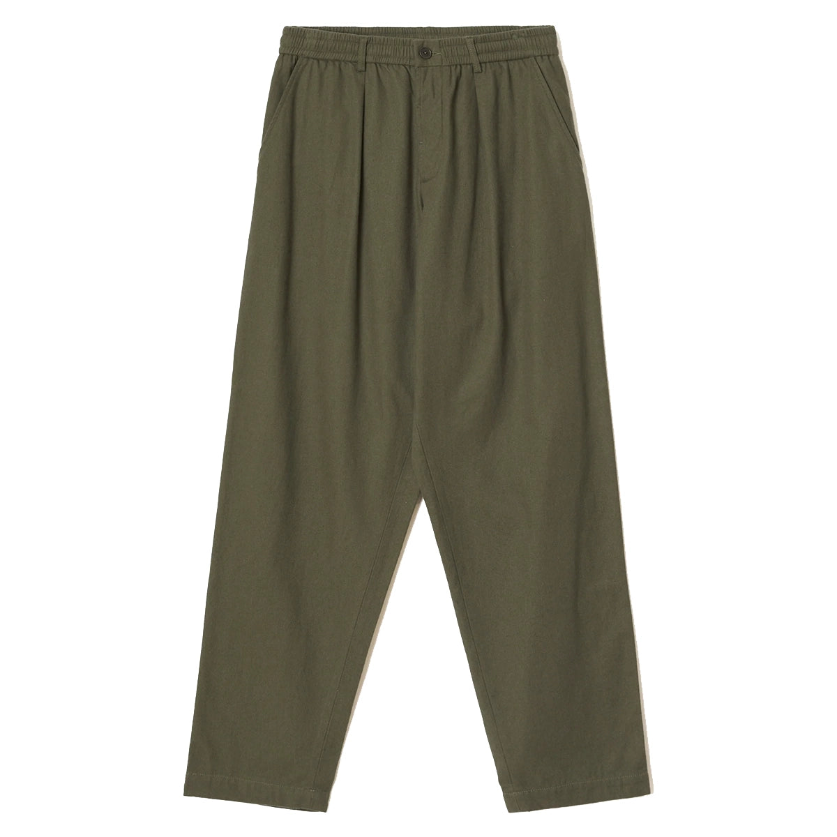 Pleated Track Pant - Olive Brushed Moleskin