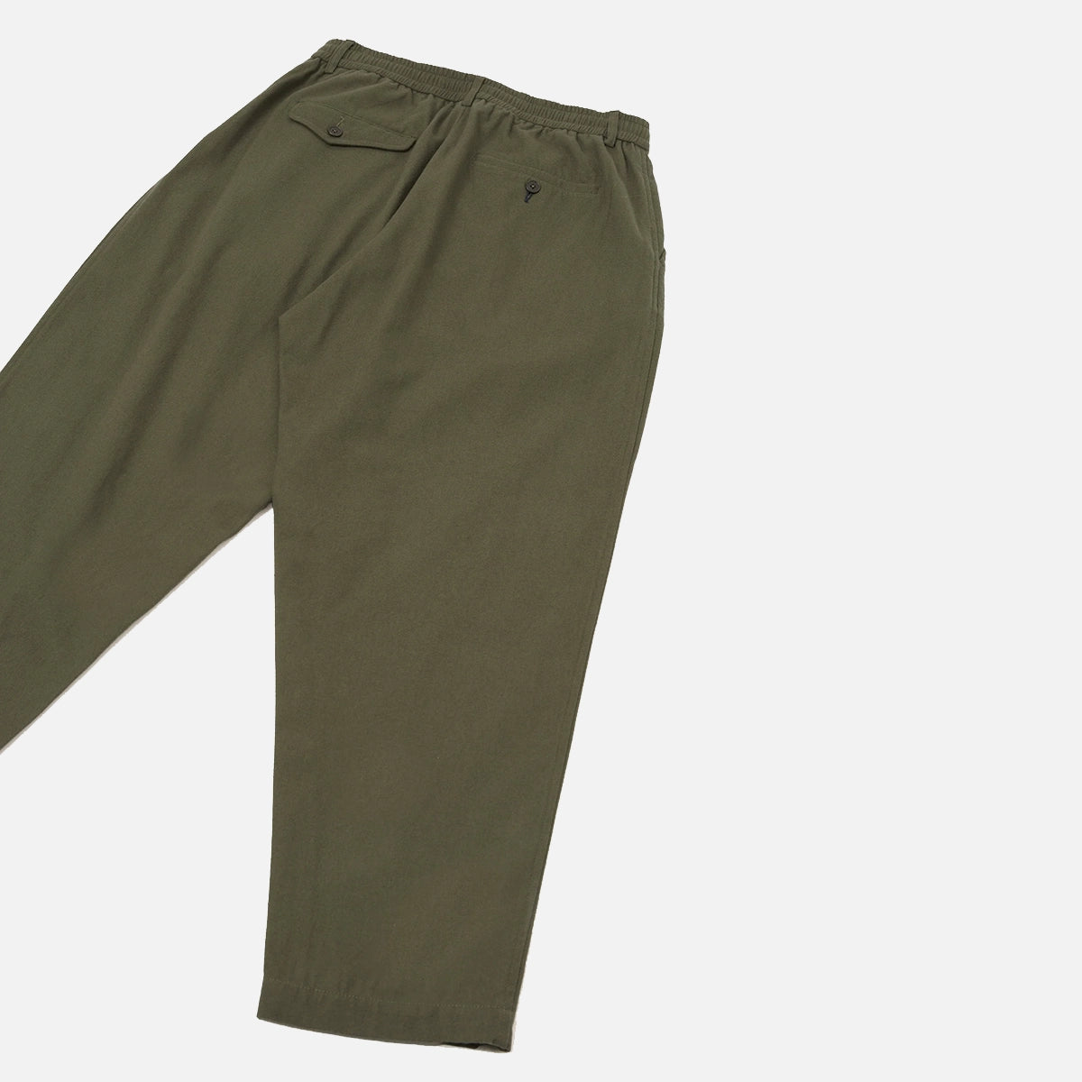 Pleated Track Pant - Olive Brushed Moleskin