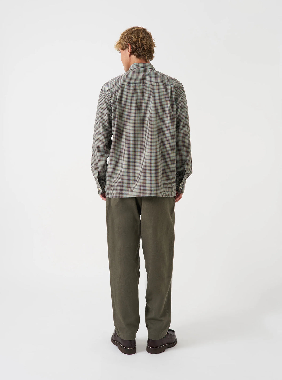 Pleated Track Pant - Olive Brushed Moleskin