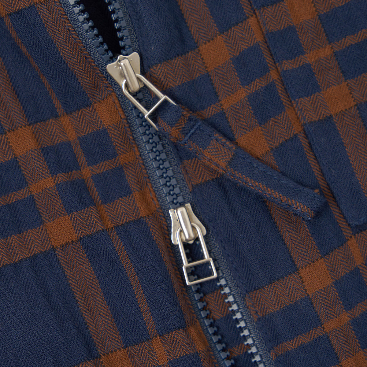 Zip Shirt - Navy/Brown Young Check