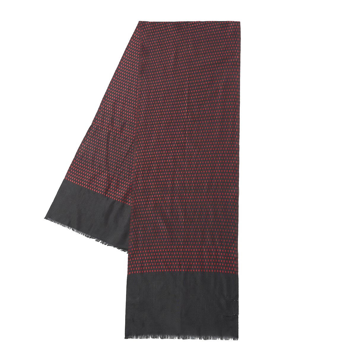Silk Jacquard Scarf - Black/Red Silk Jacquard