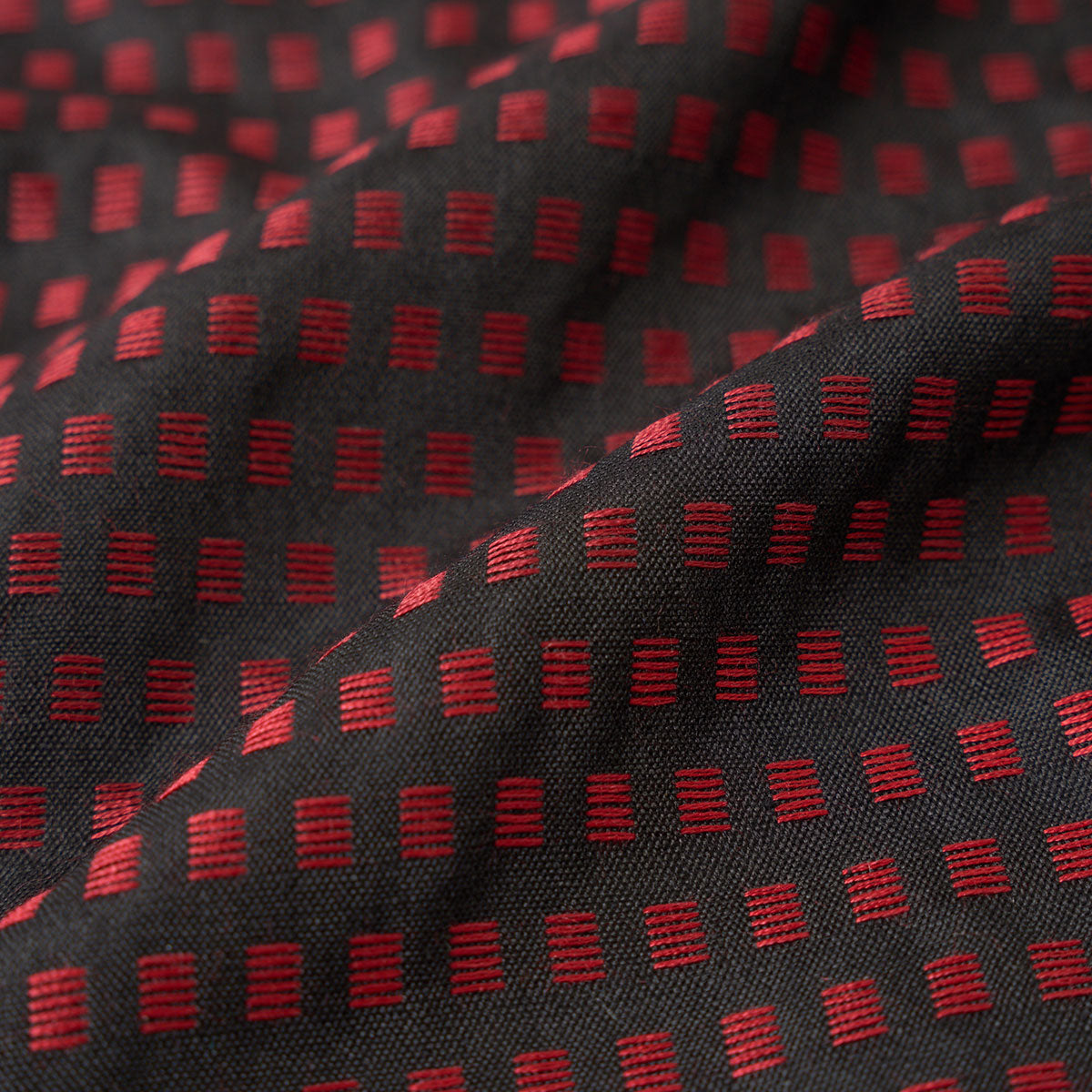 Silk Jacquard Scarf - Black/Red Silk Jacquard