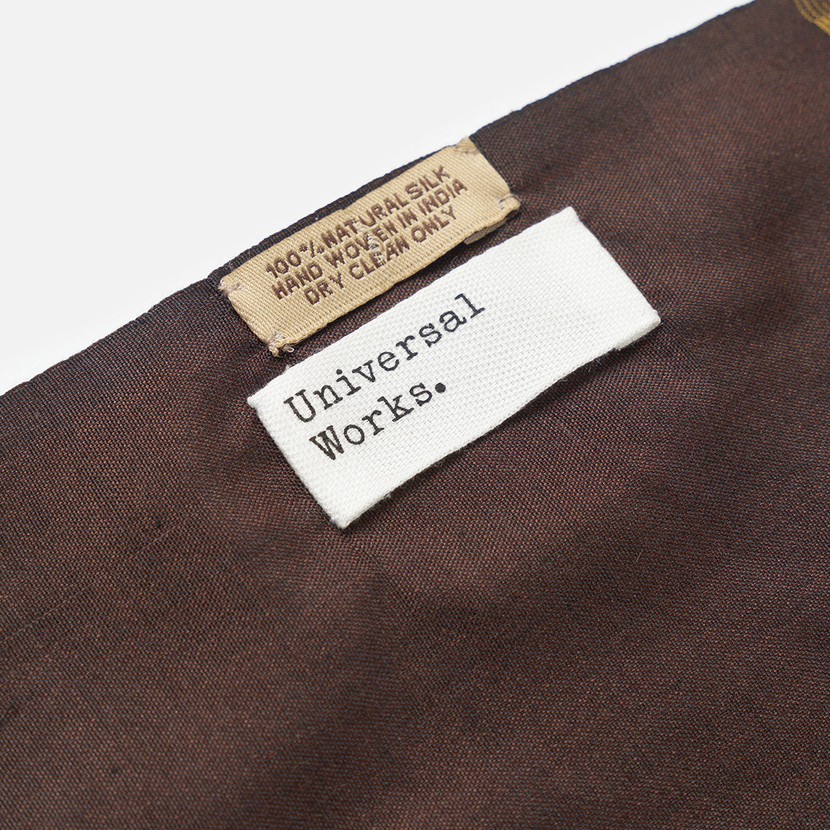 Silk Jacquard Scarf - Brown/Sky/Gold Silk Jacquard