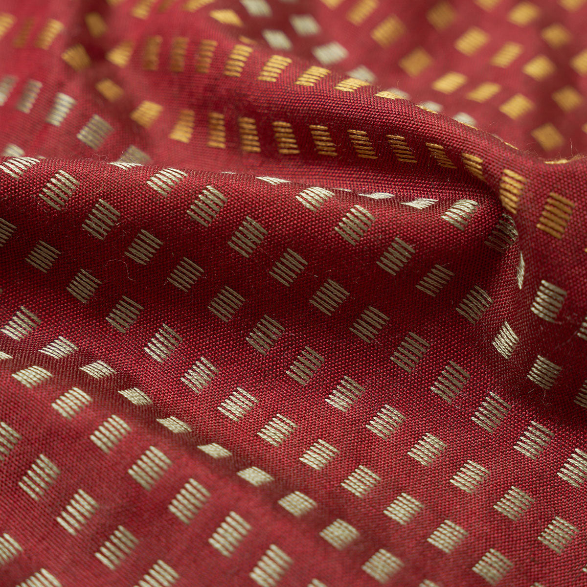 Silk Jacquard Scarf - Red/Silver/Gold Silk Jacquard