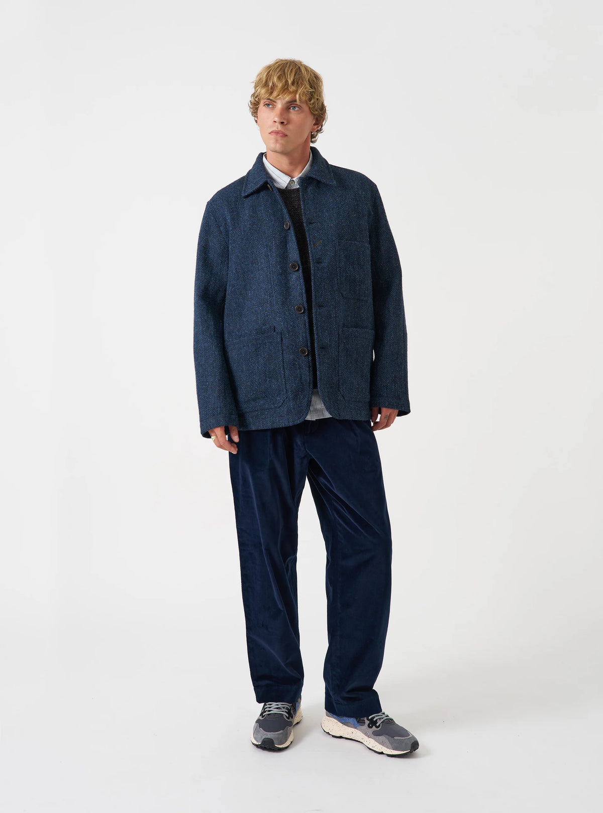 OG Bakers Jacket - Blue/Black Harris Tweed