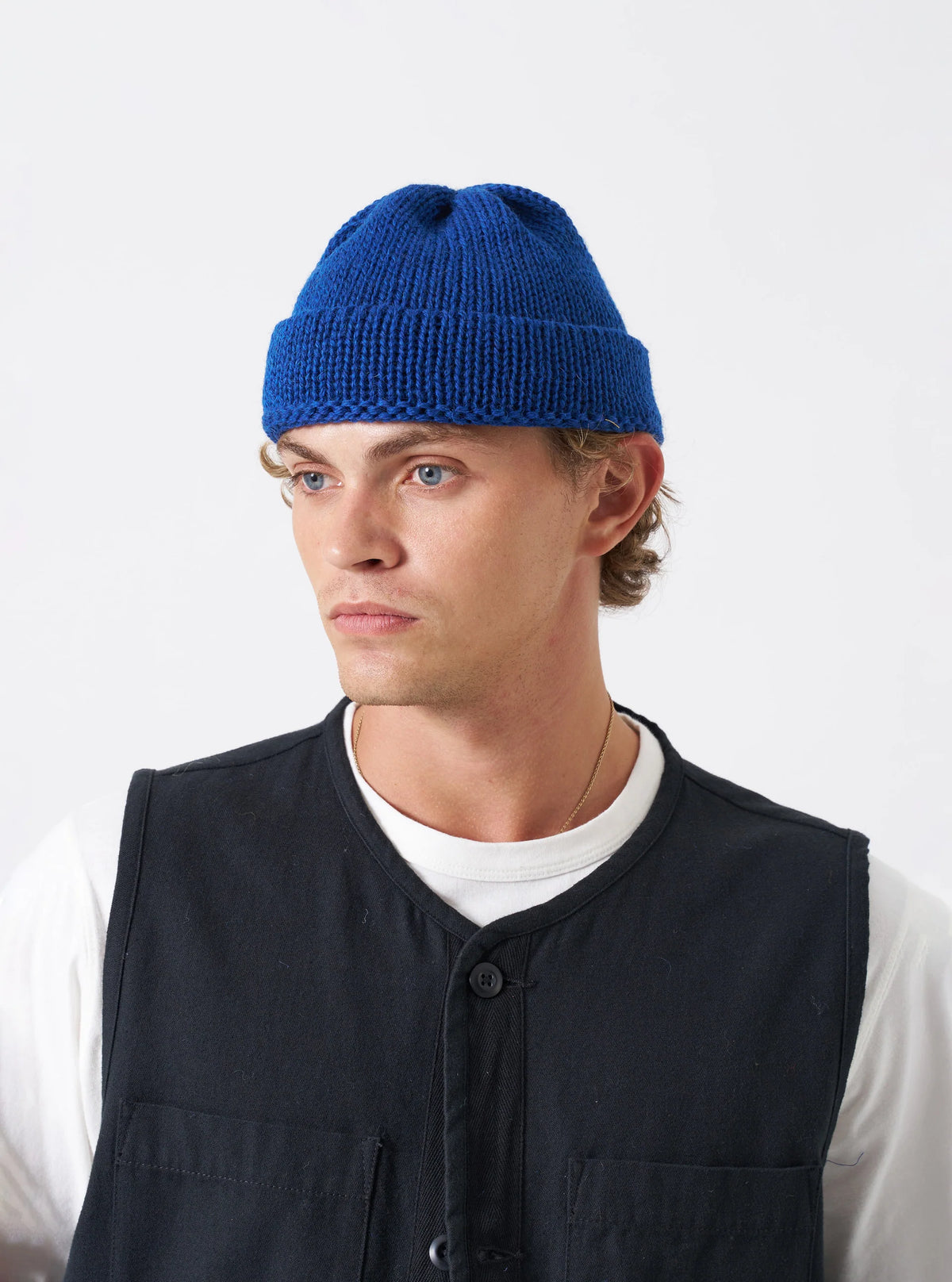 Short Watch Cap - Bright Navy British Wool