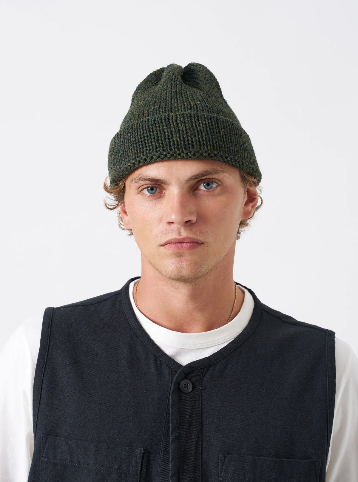 Short Watch Cap - Olive British Wool