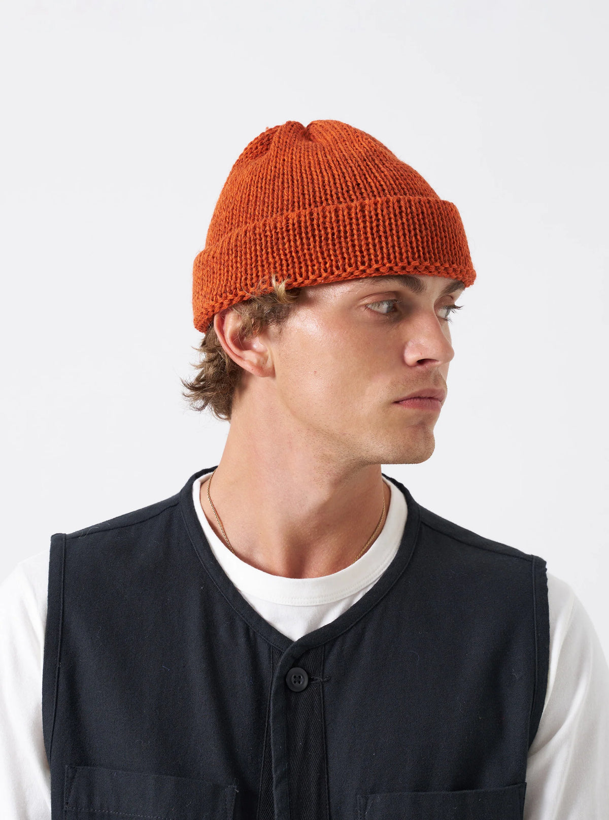 Short Watch Cap - Orange British Wool