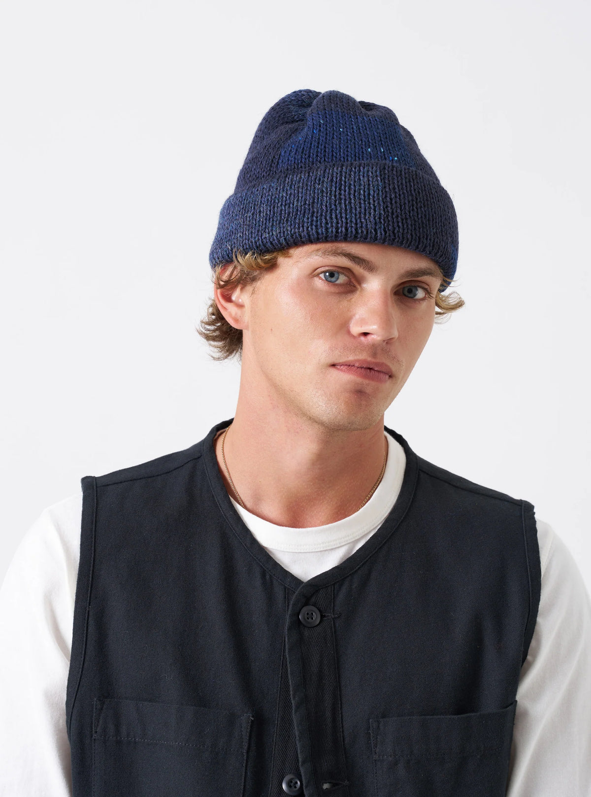 Short Watch Cap - Tonal Navy British Wool