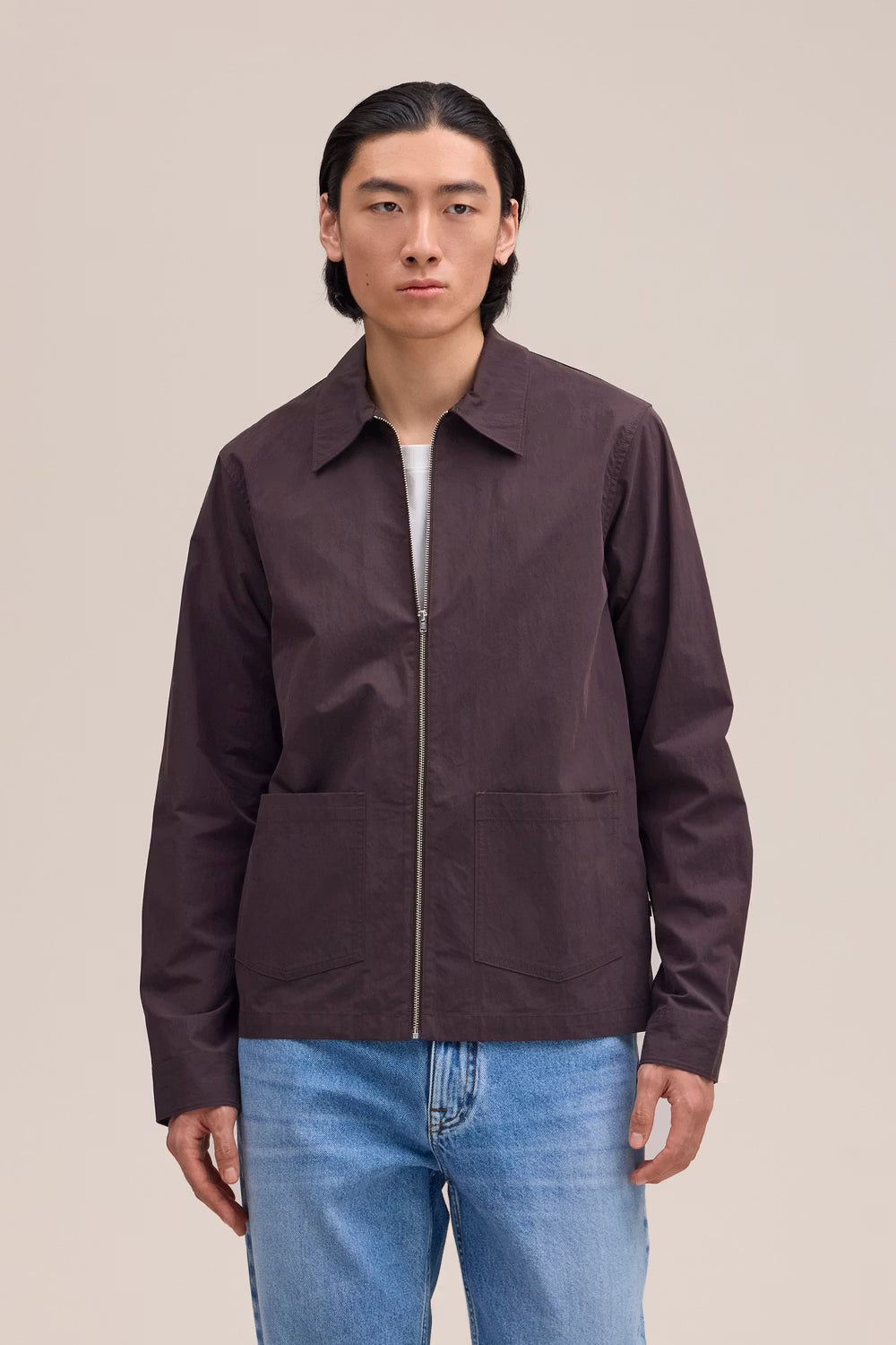 Virgil Hybrid Zip Light Jacket - Deep Truffle