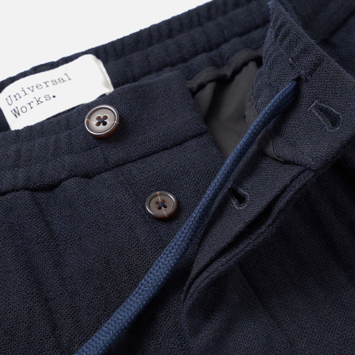 Pleated Track Pant - Dark Navy Robin Wool Mix