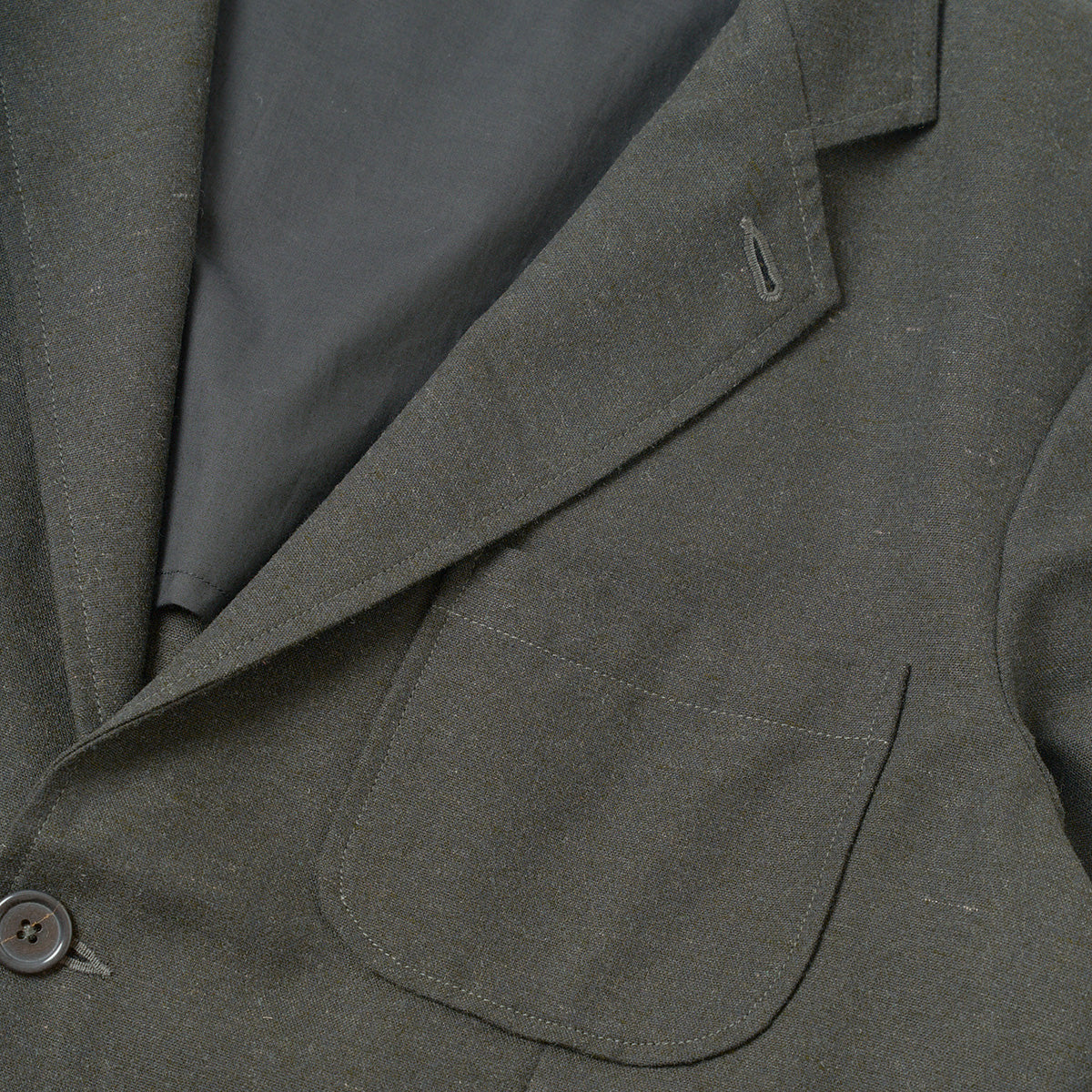 Two Button Jacket - Olive Recycled Italian Tweed