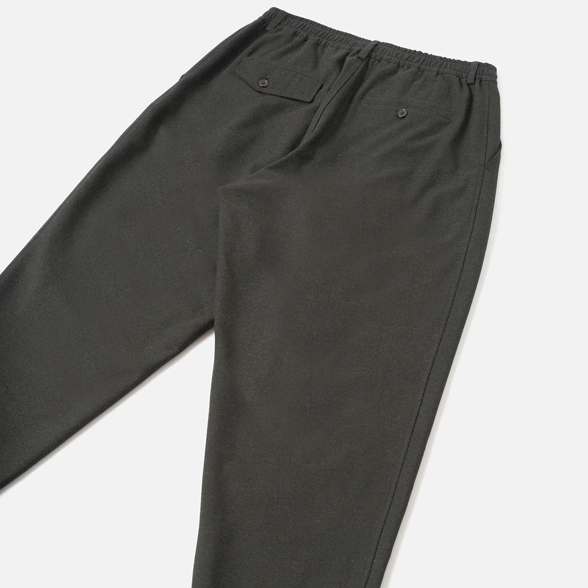 Pleated Track Pant - Olive Recycled Italian Tweed