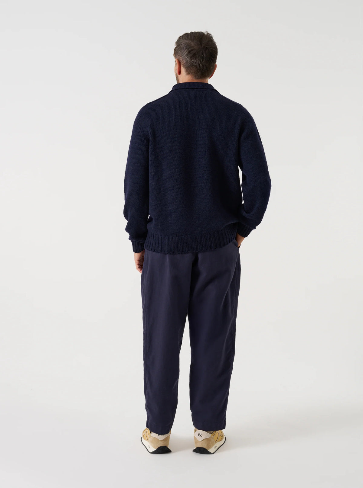 Pleated Track Pant - Navy Comfort Moleskin