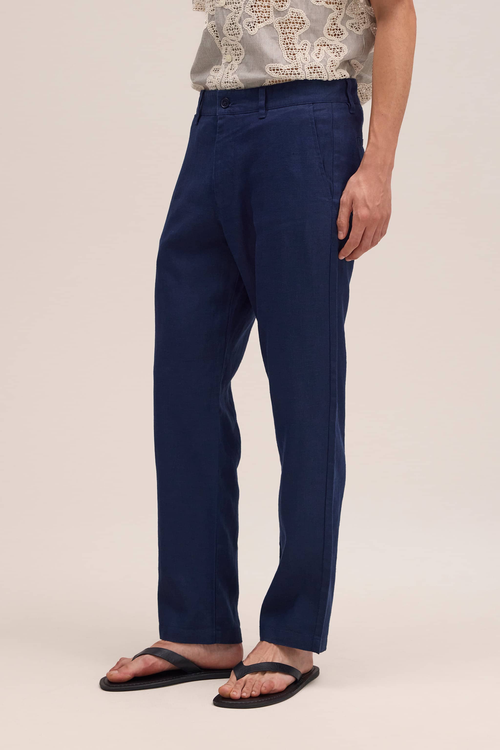 Aden Trousers - Navy Blue Linen