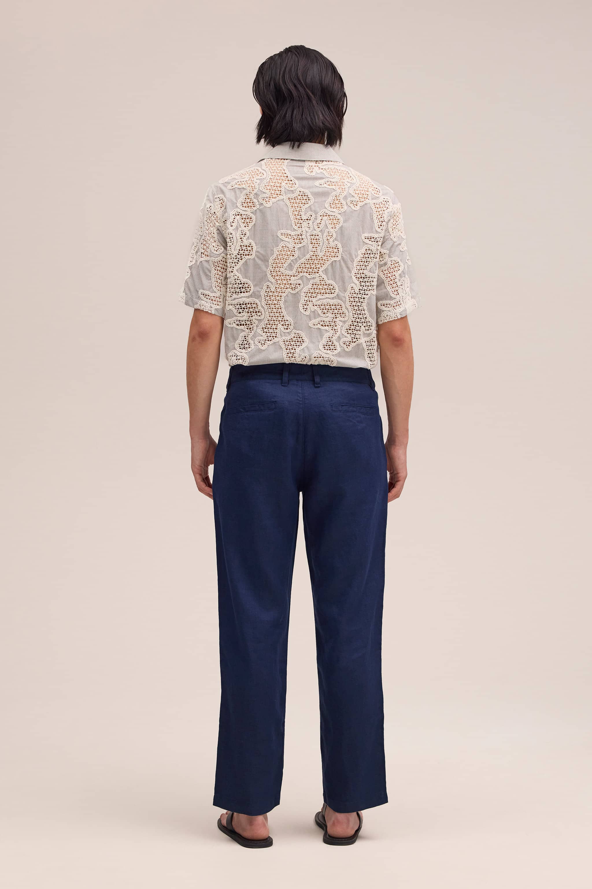 Aden Trousers - Navy Blue Linen