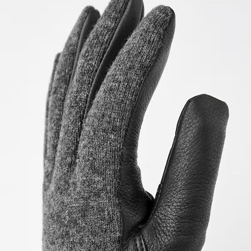 Deerskin Wool Tricot Gloves - Black/Charcoal