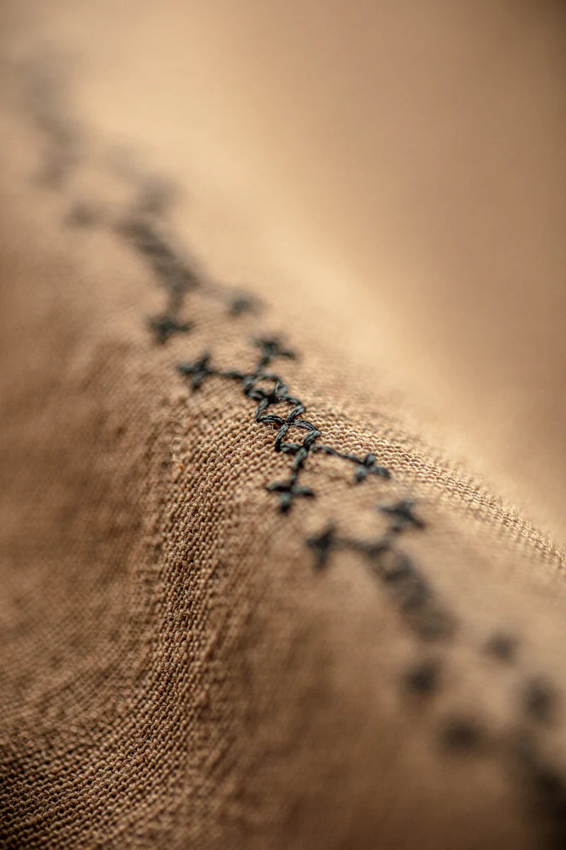 Luca Embriodered Shirt - Tan Linen Blend