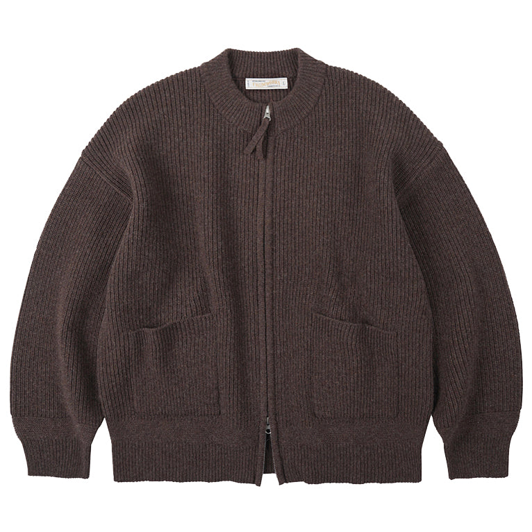 Wool Deck Zipup Cardigan - Choco Brown