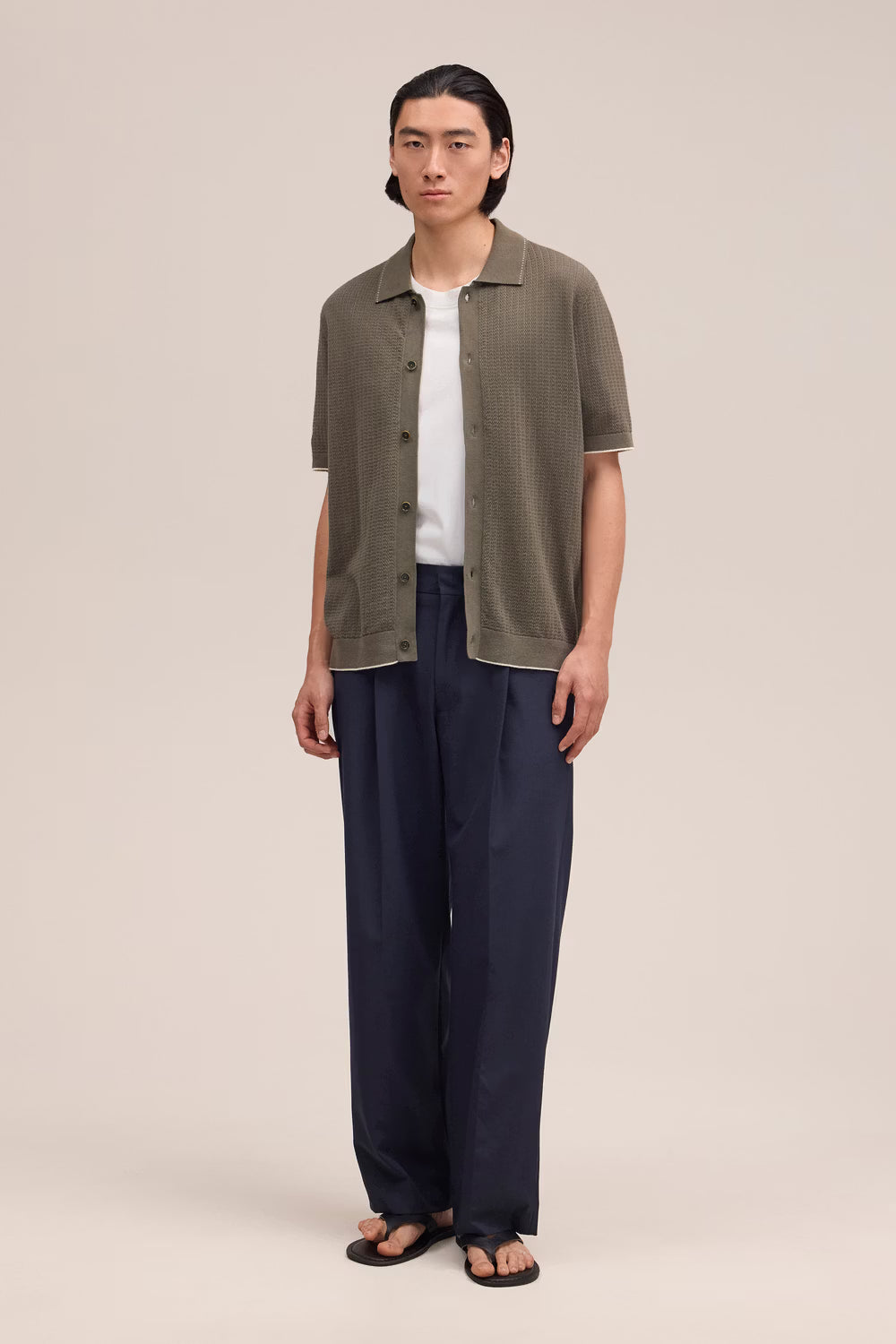 Nalo Textured Stitch Polo - Capers