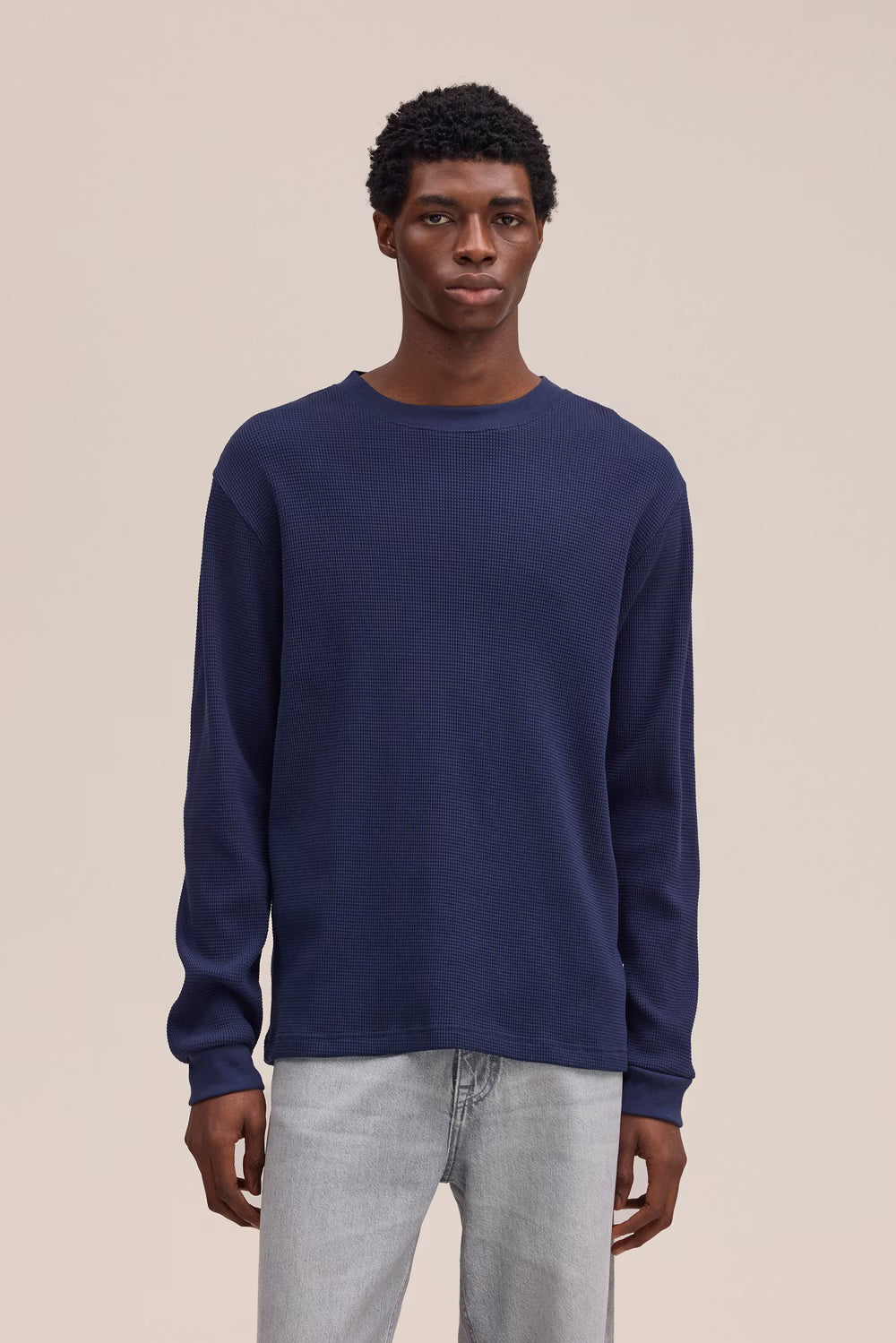 Jett Waffle Knit Tee - Navy Blue