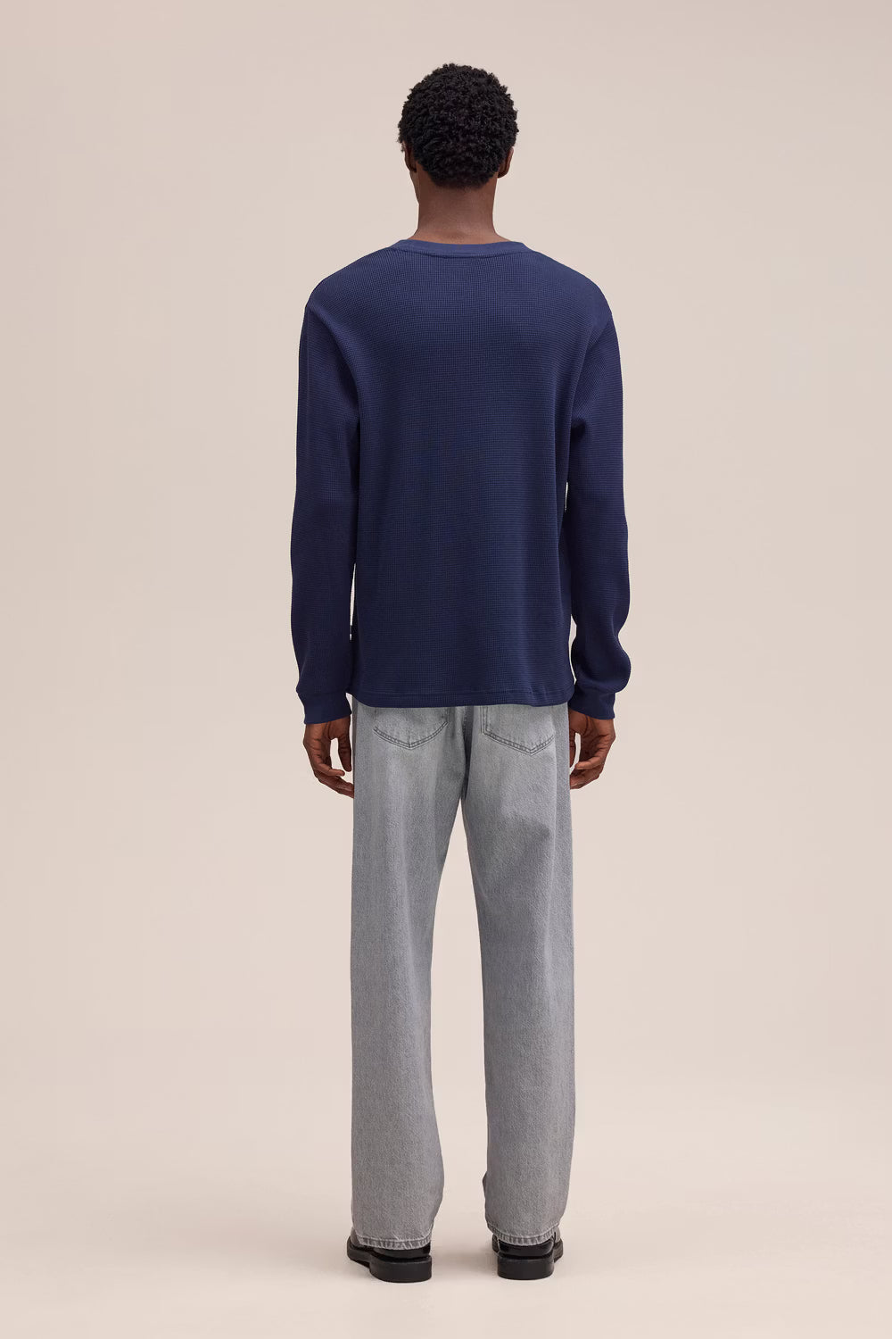 Jett Waffle Knit Tee - Navy Blue