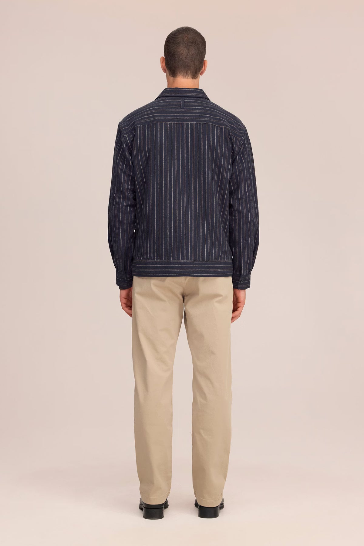 Reed Striped Overshirt - Navy Blue