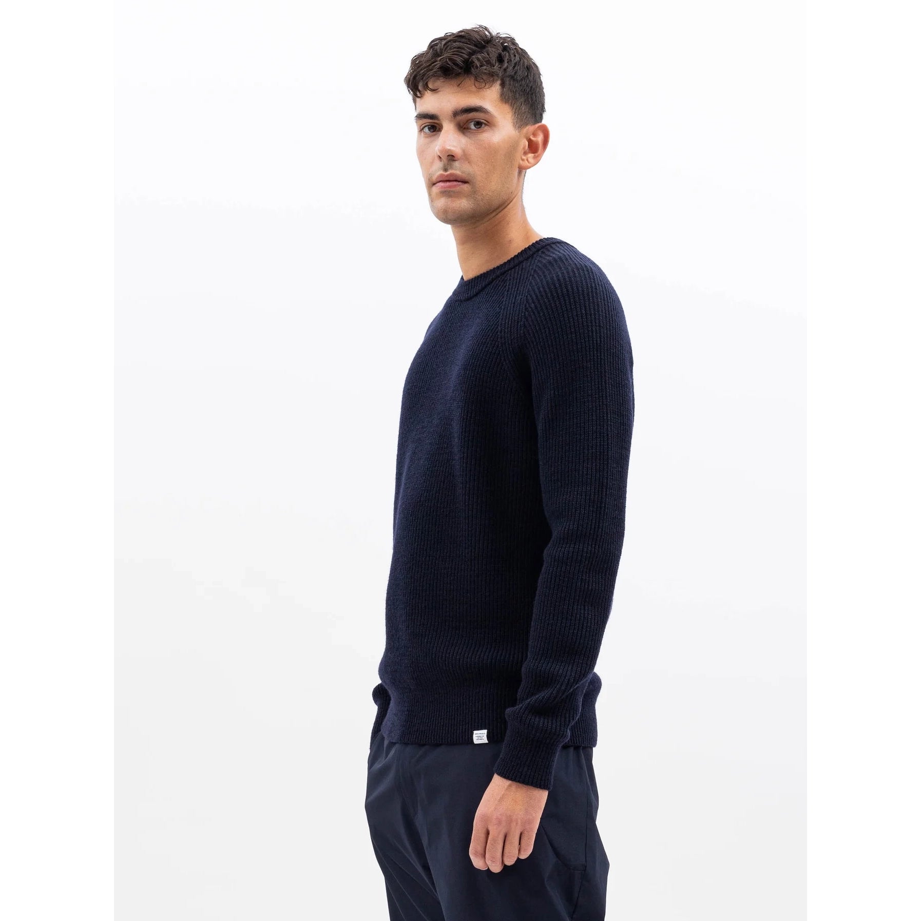 Roald Cotton Wool Jumper - Dark Navy