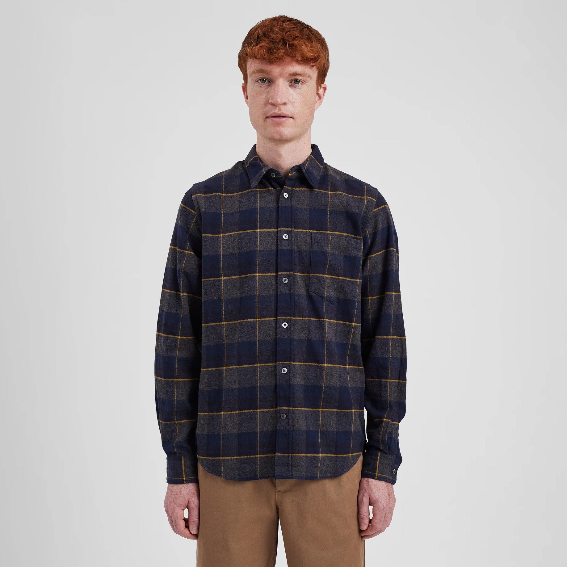 Osvald Flannel Check Shirt - Dark Navy