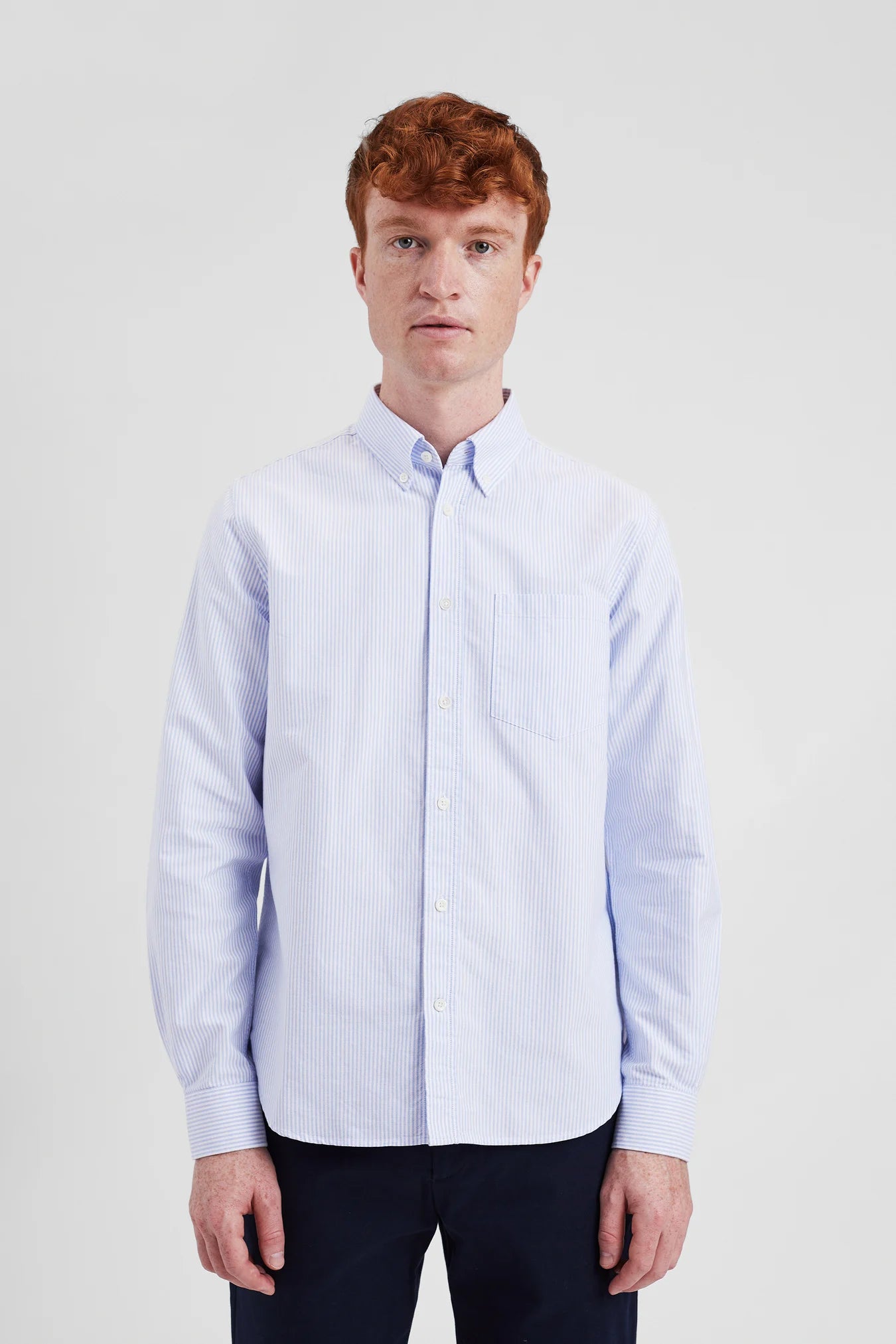 Norse Standard Oxford BD Shirt - Pale Blue Stripe