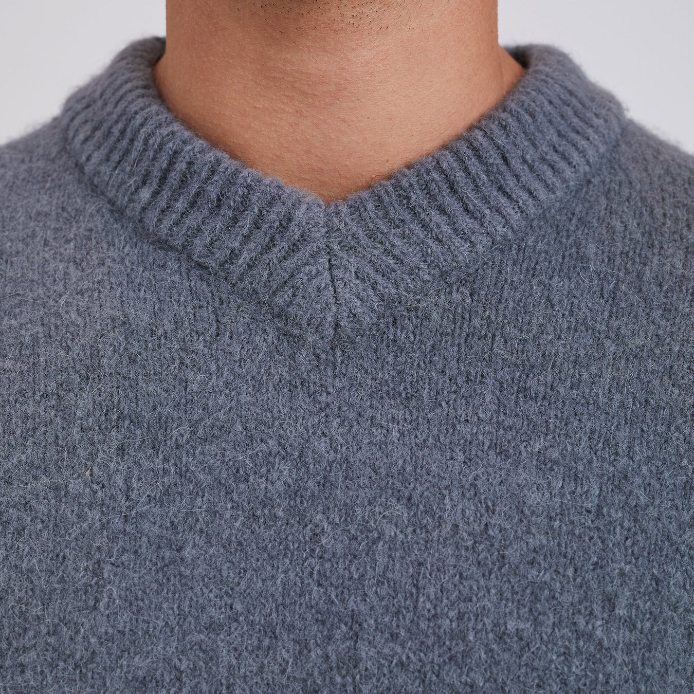 Rasmus Brushed V-Neck Sweater - Mouse Grey