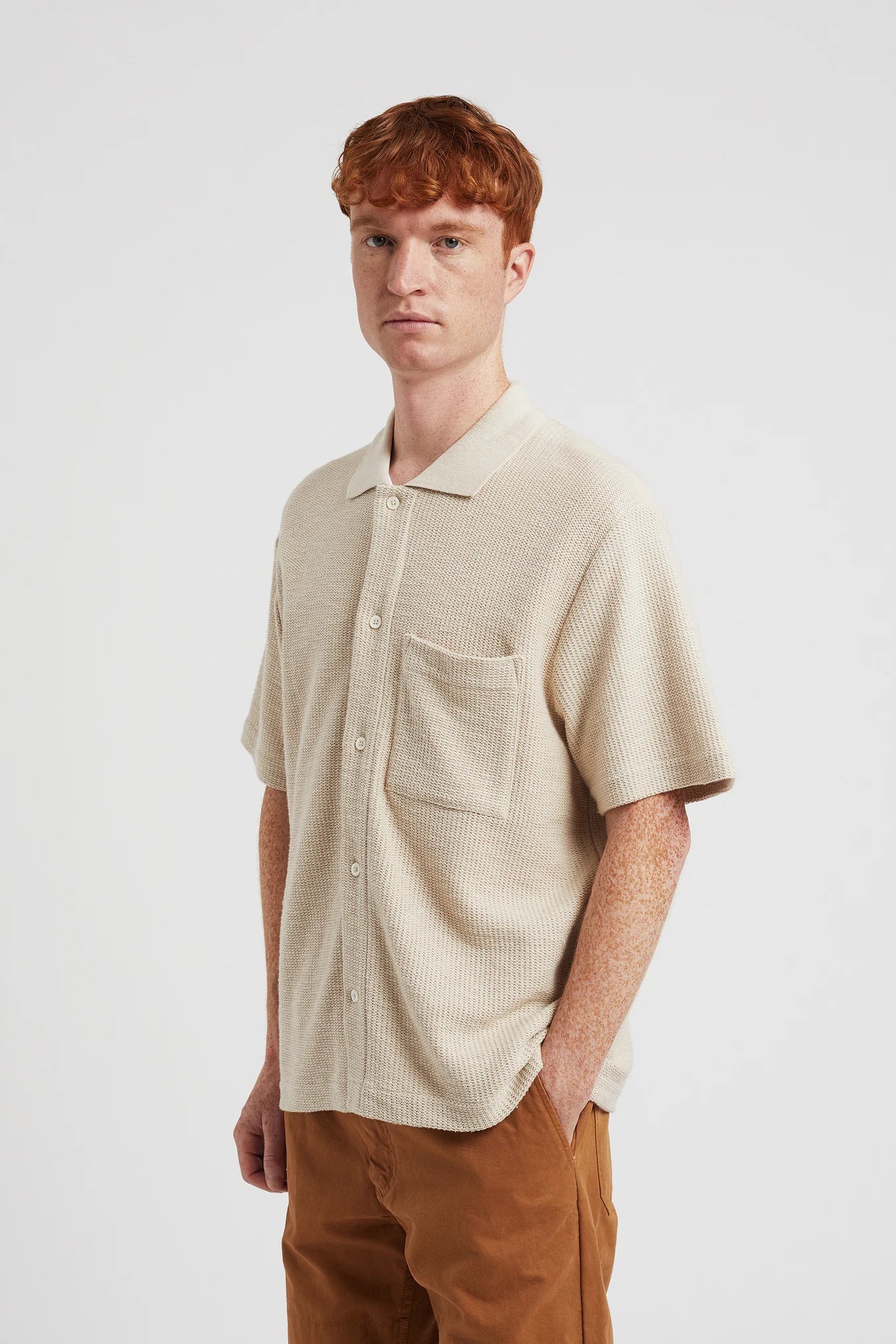 Gustav Crochet Jersey Shirt - Oatmeal