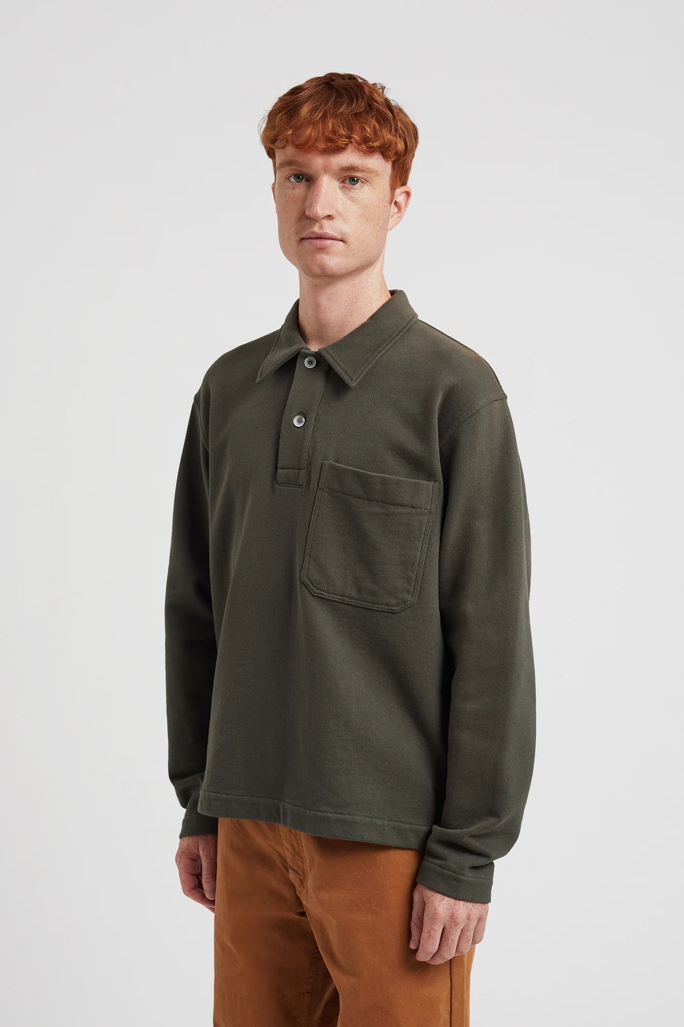 Fraser Relaxed Organic Loopback Polo - Black Olive