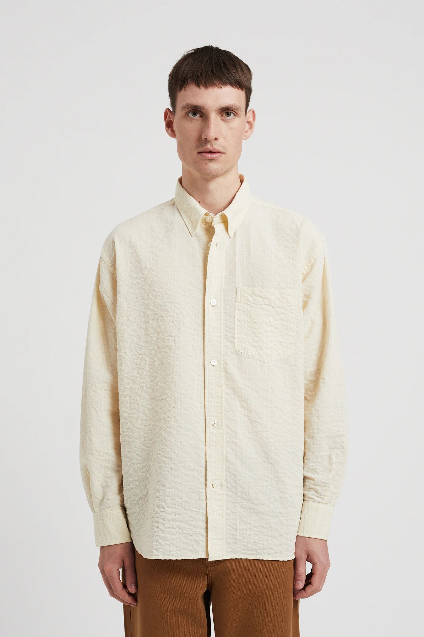 Mo Oversized Check Shirt - Oatmeal