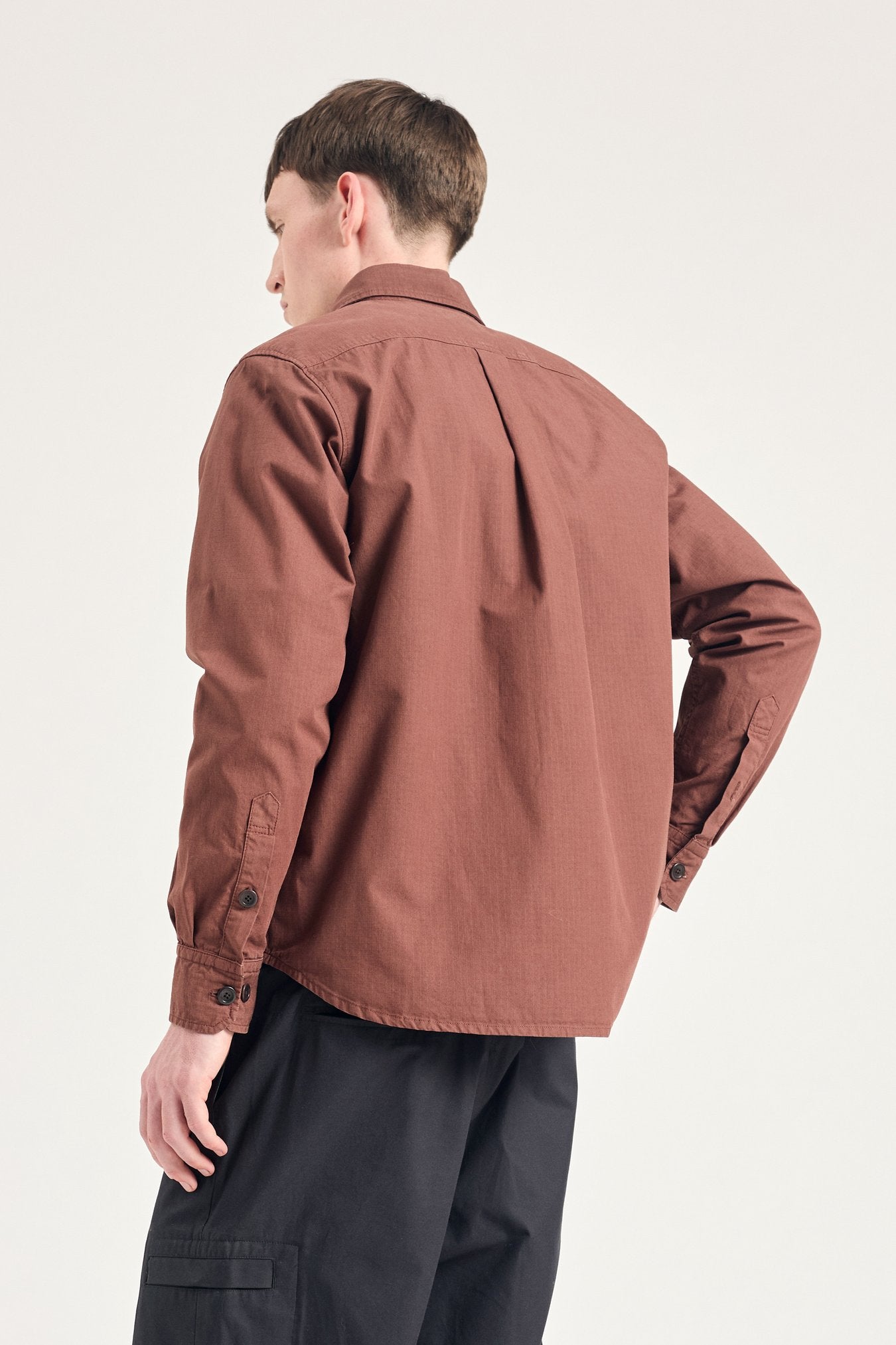 Algot Cotton Ripstop Relaxed Shirt - Mahogany