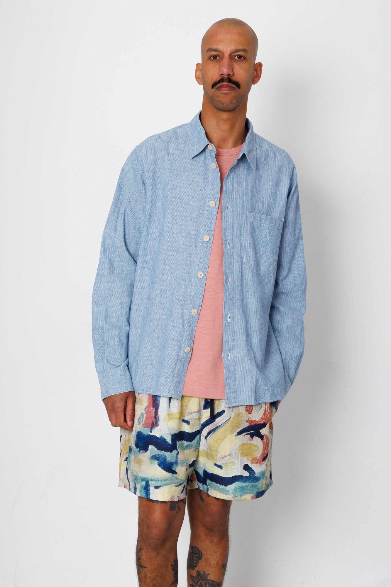 Easy Fit Shirt - Washed Indigo Stripe