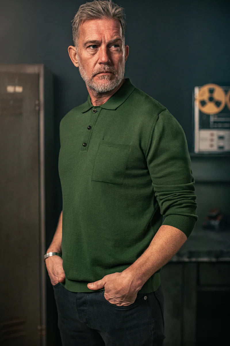 Cedar Knitted Polo - Green