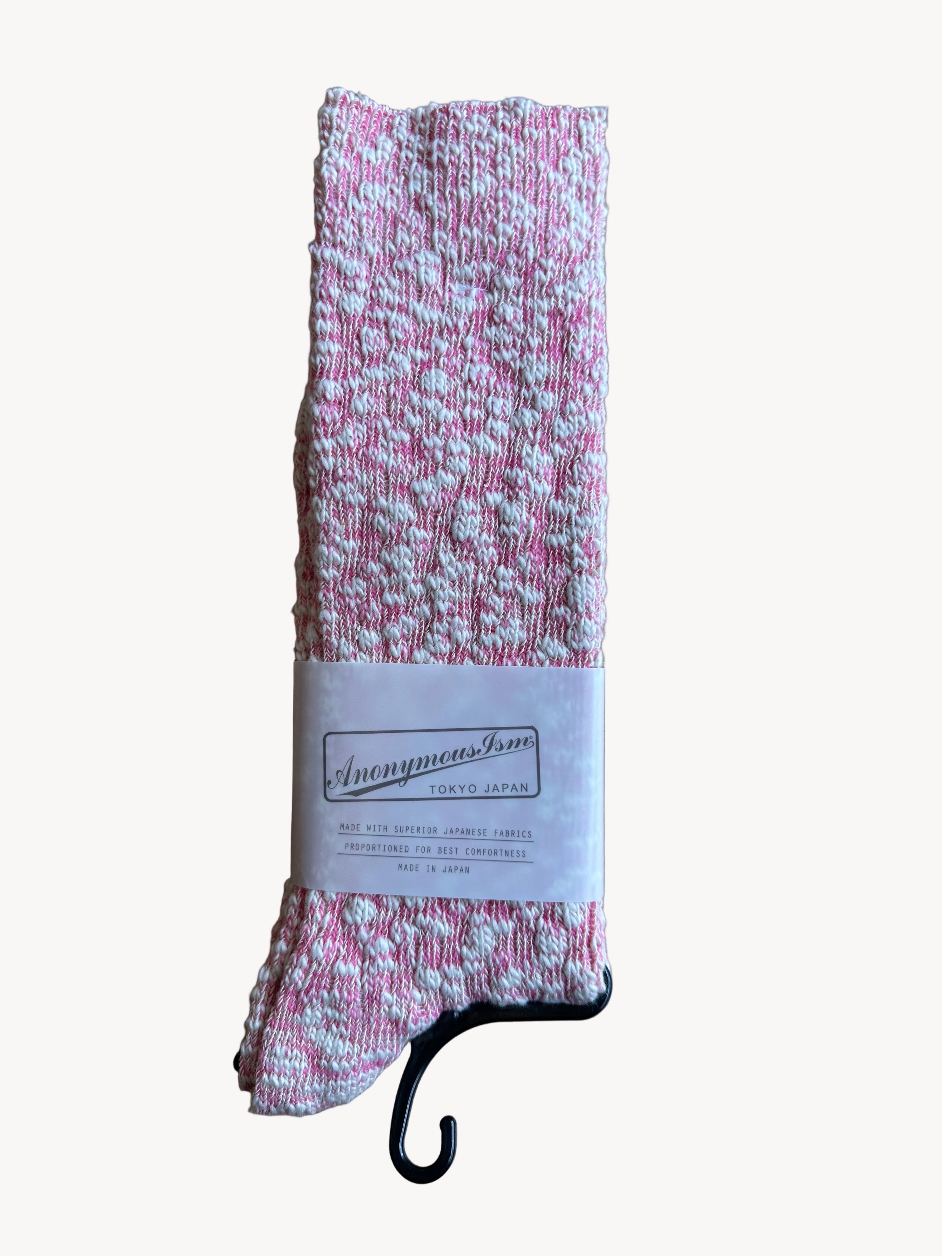 Light Slub Crew Socks - Pink