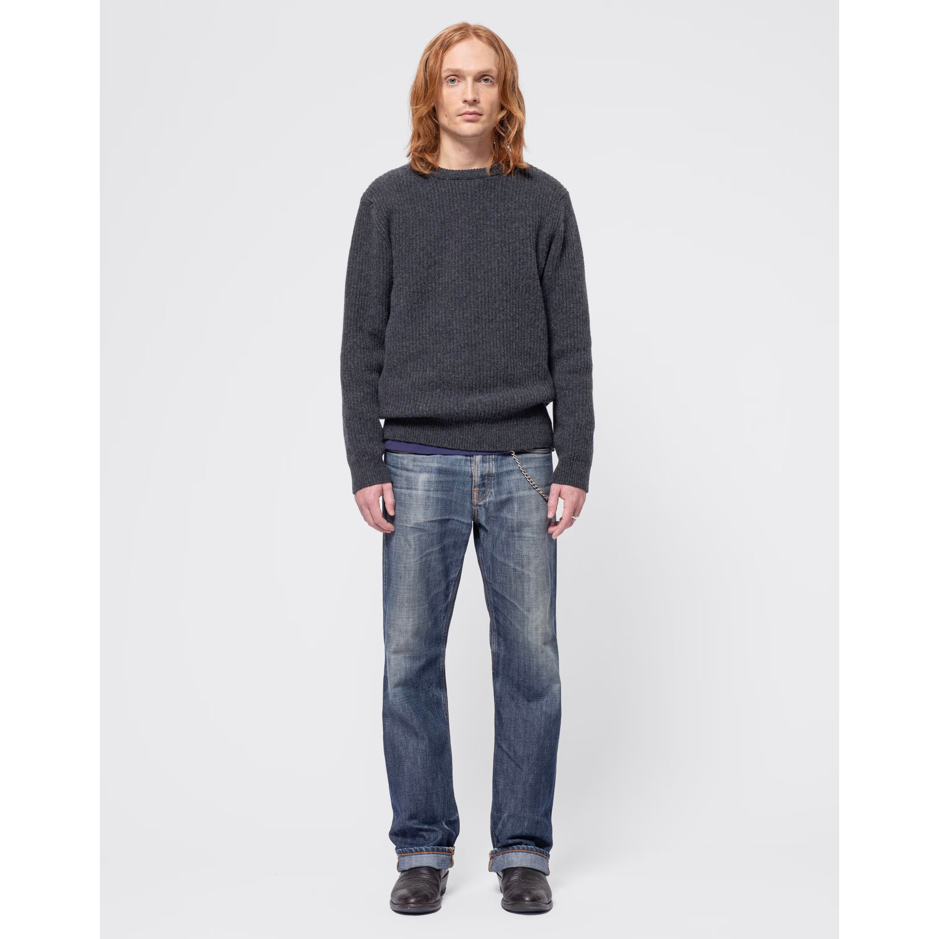 August Rib Wool Sweater - Antracite Melange