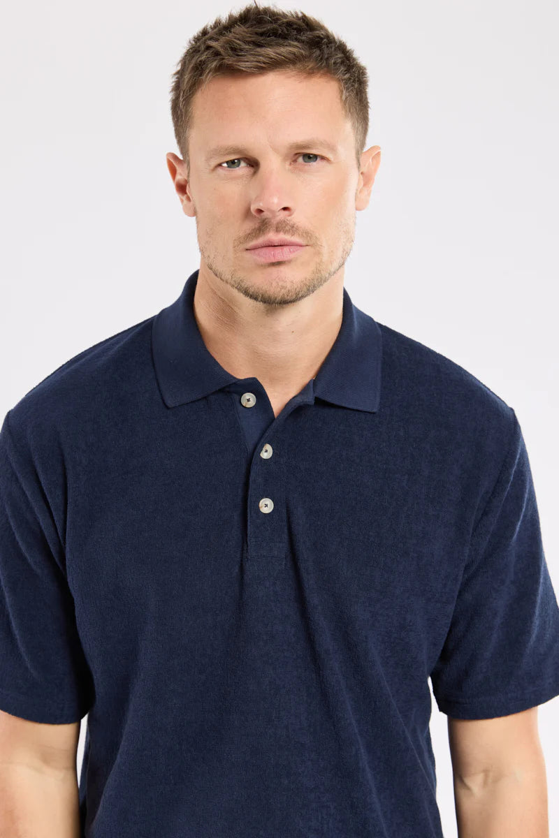 Heritage Polo - Navy Terry Cotton