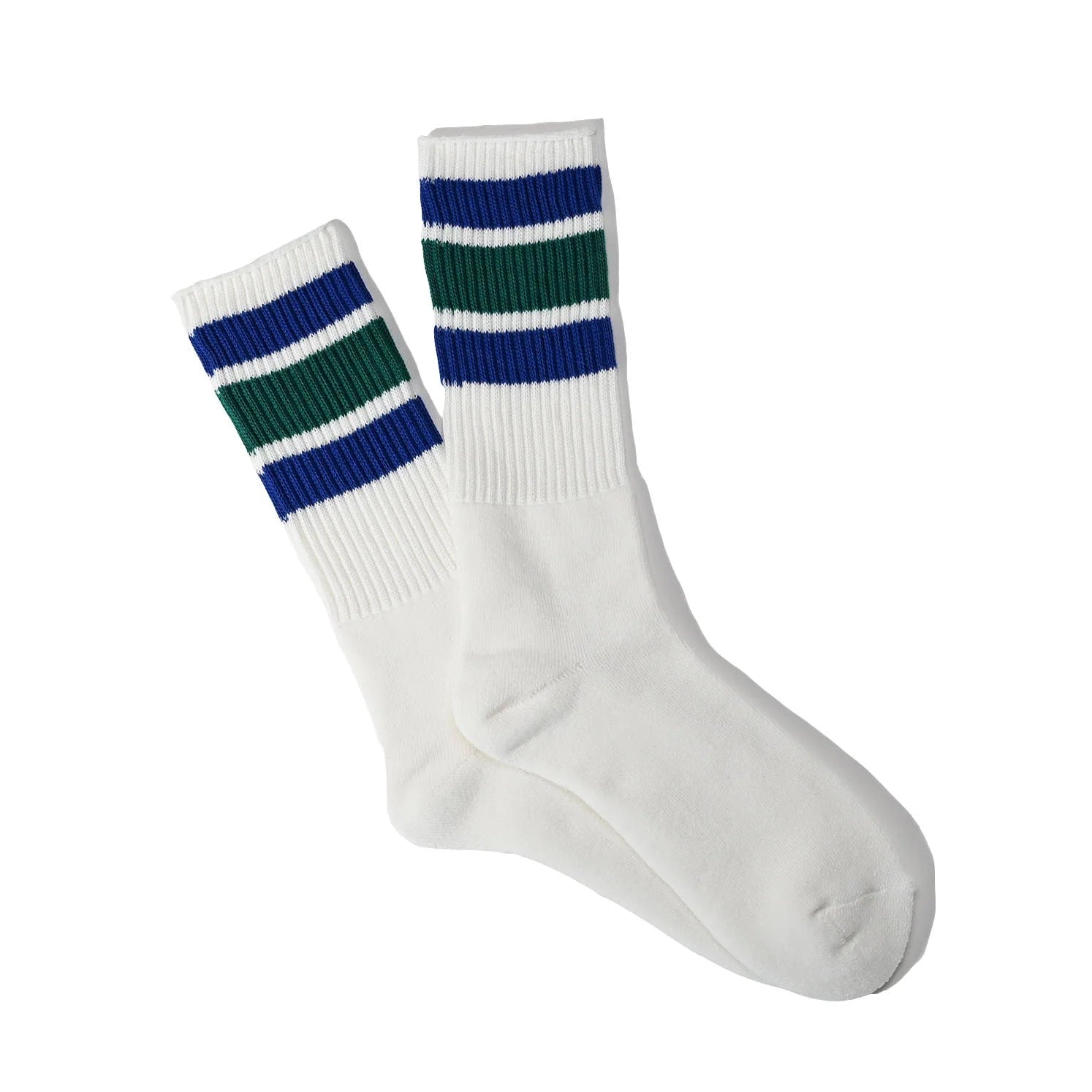 3 Line Crew Socks - Green Melange