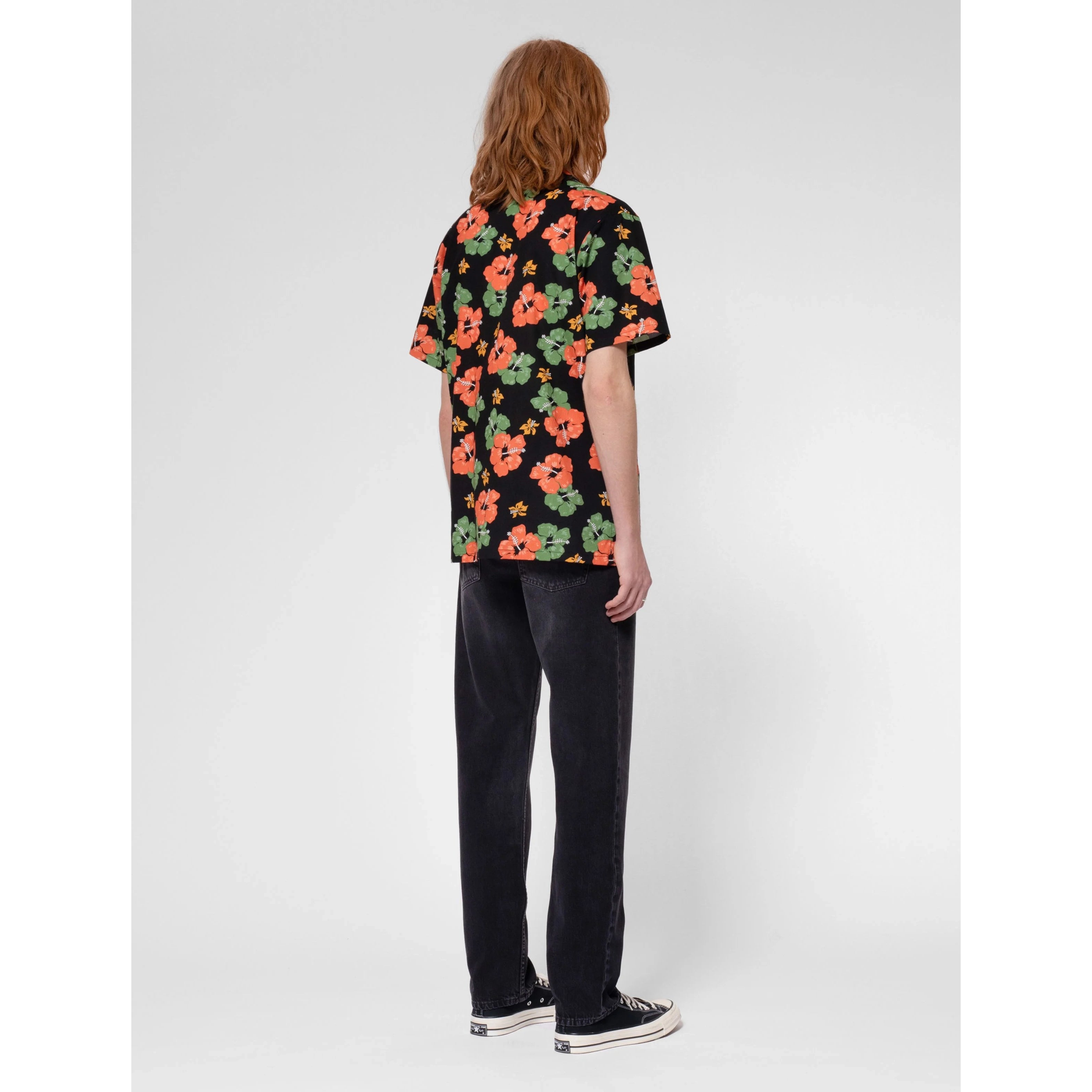Arvid Flower Hawaii Shirt - Black