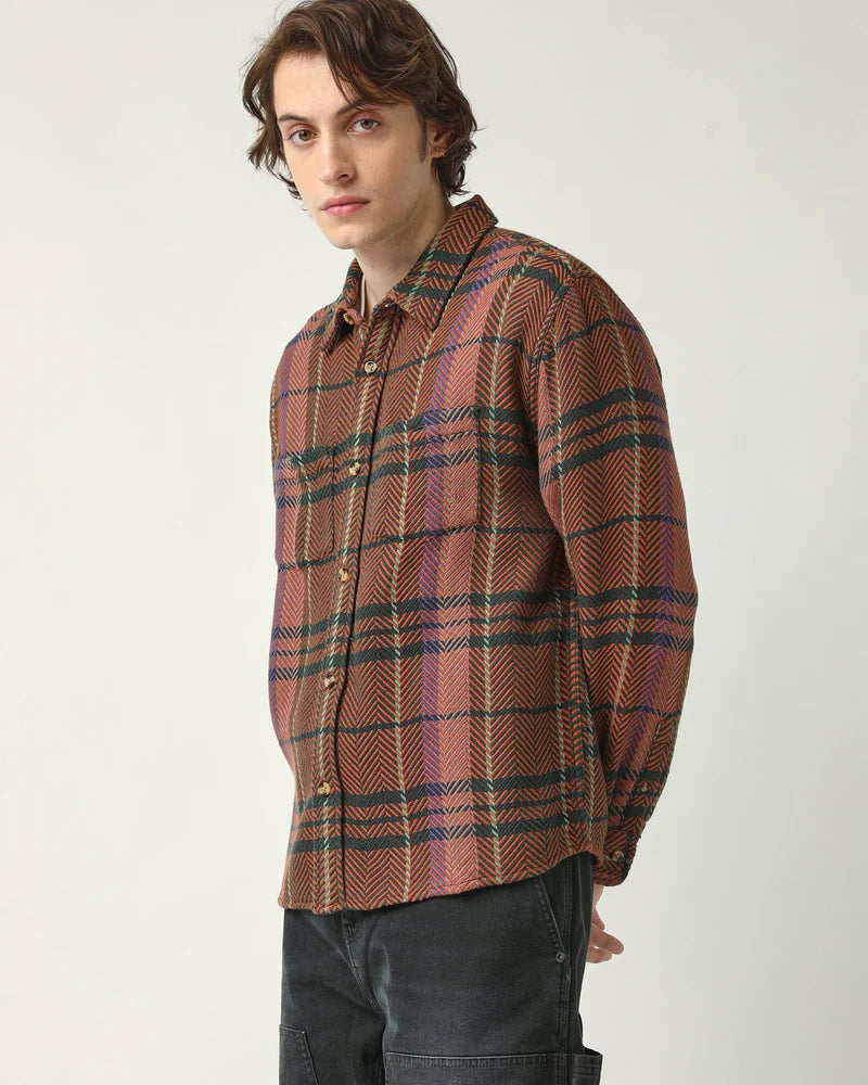 Acid Plaid Totem Shirt - Brown