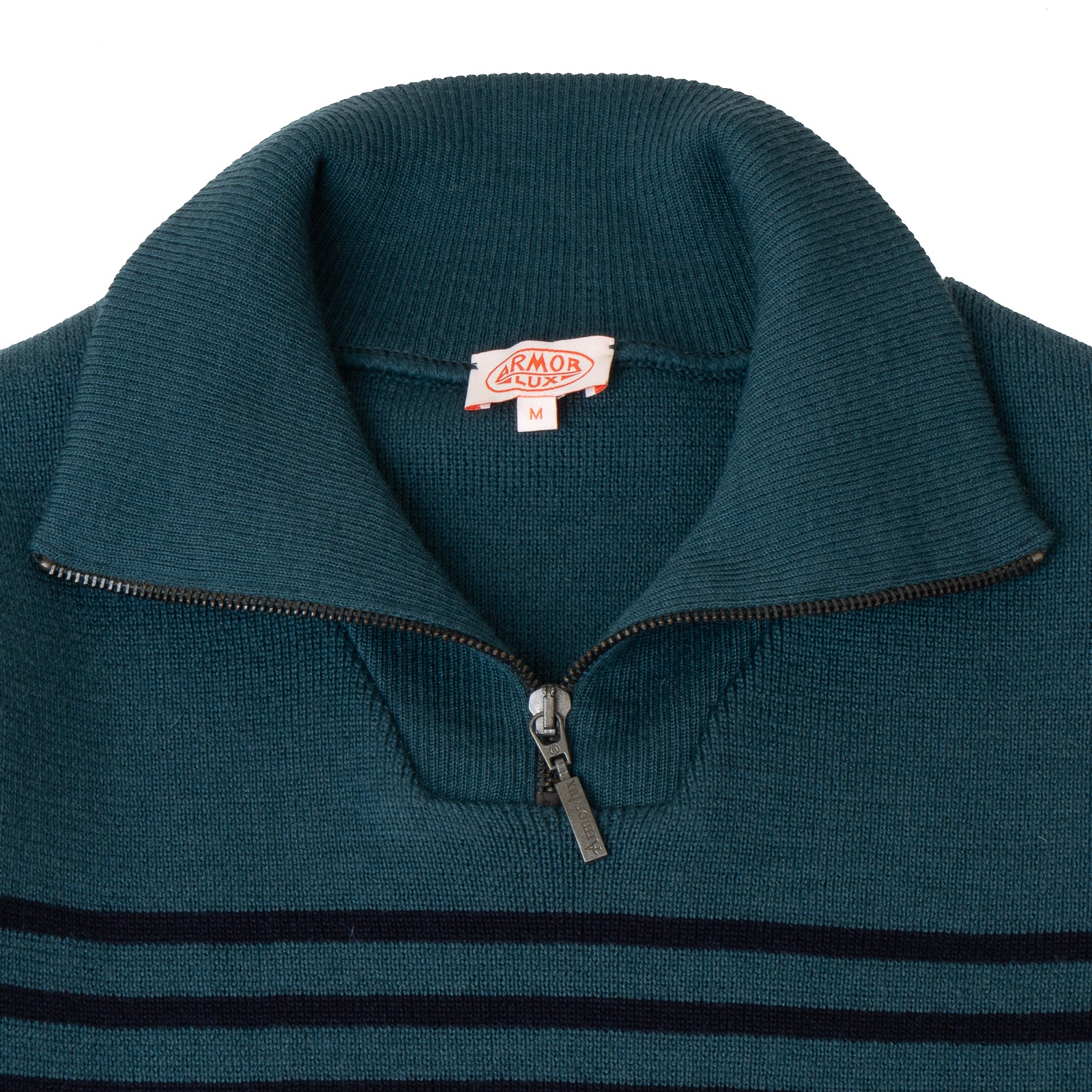 Zip-Up Collar Wool Sweater - Dark Storm/Navy