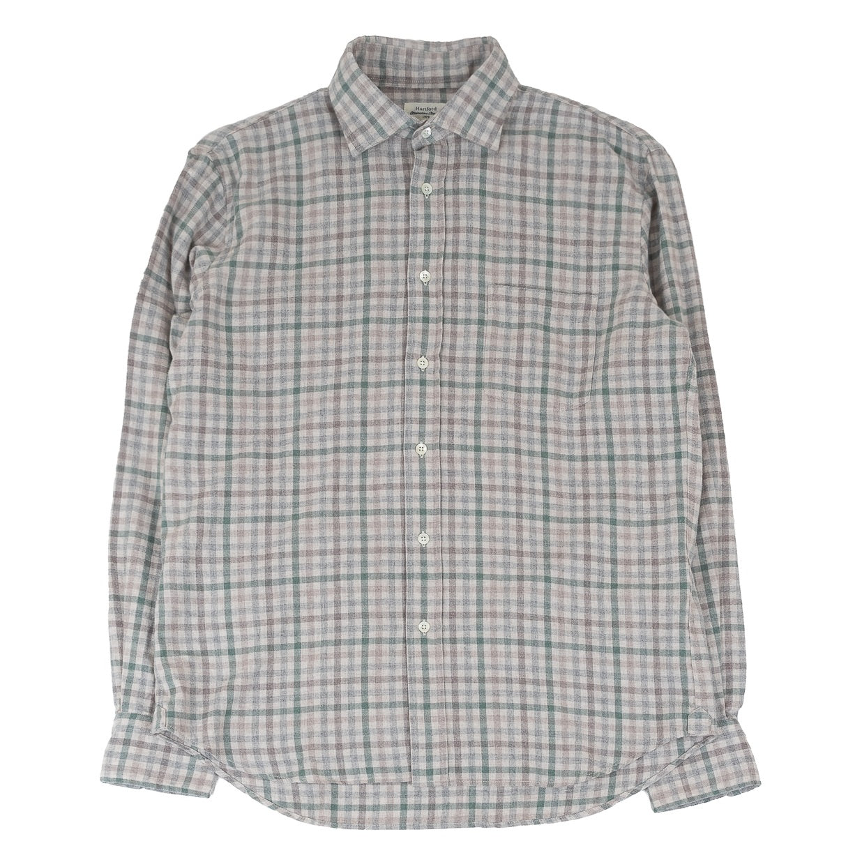 Paul Shirt 11017 - Ecru/Jade Double Face Flannel (#02)