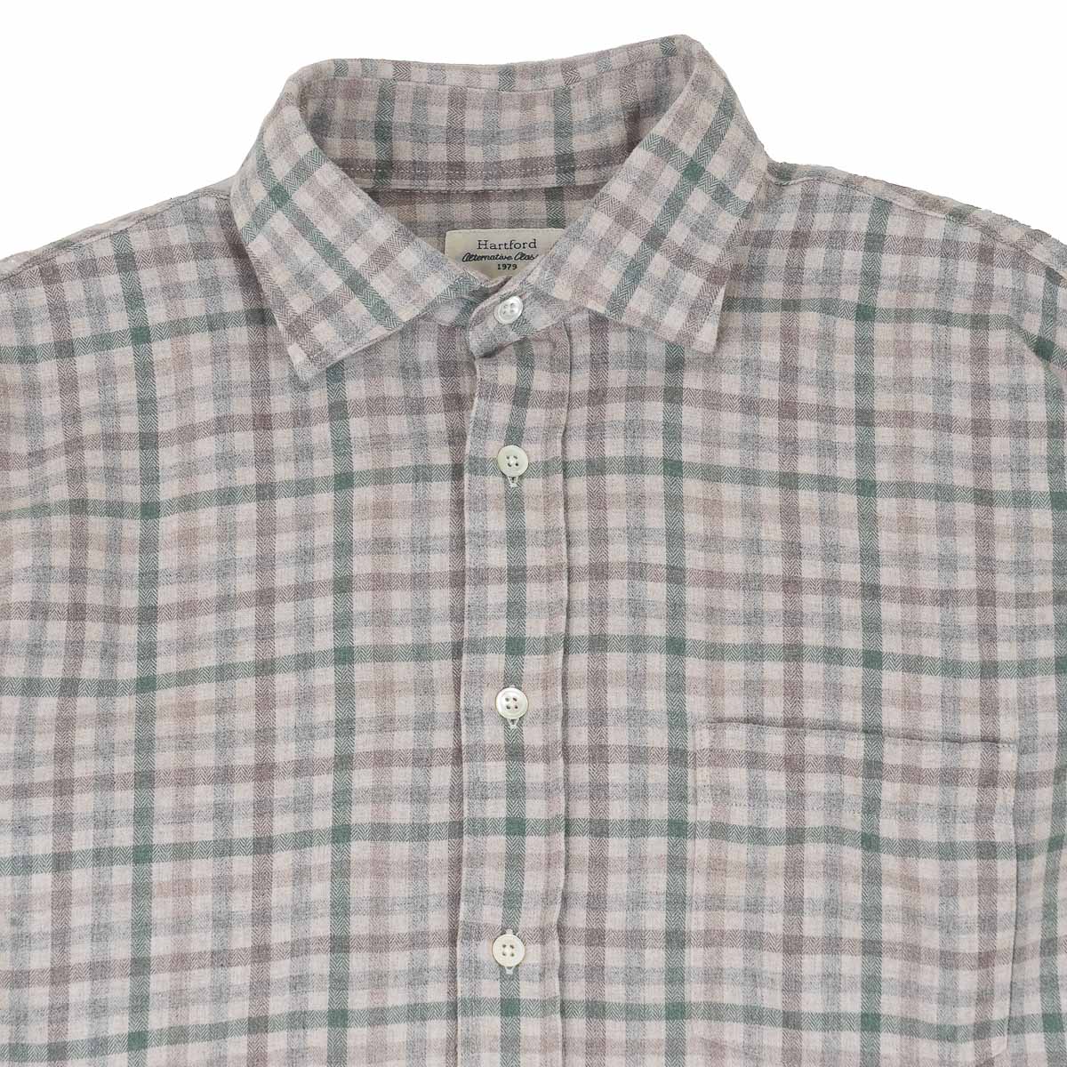 Paul Shirt 11017 - Ecru/Jade Double Face Flannel (#02)