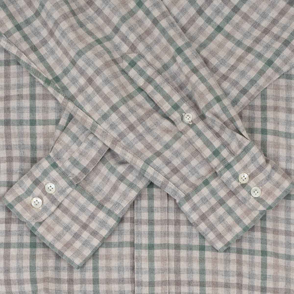 Paul Shirt 11017 - Ecru/Jade Double Face Flannel (#02)