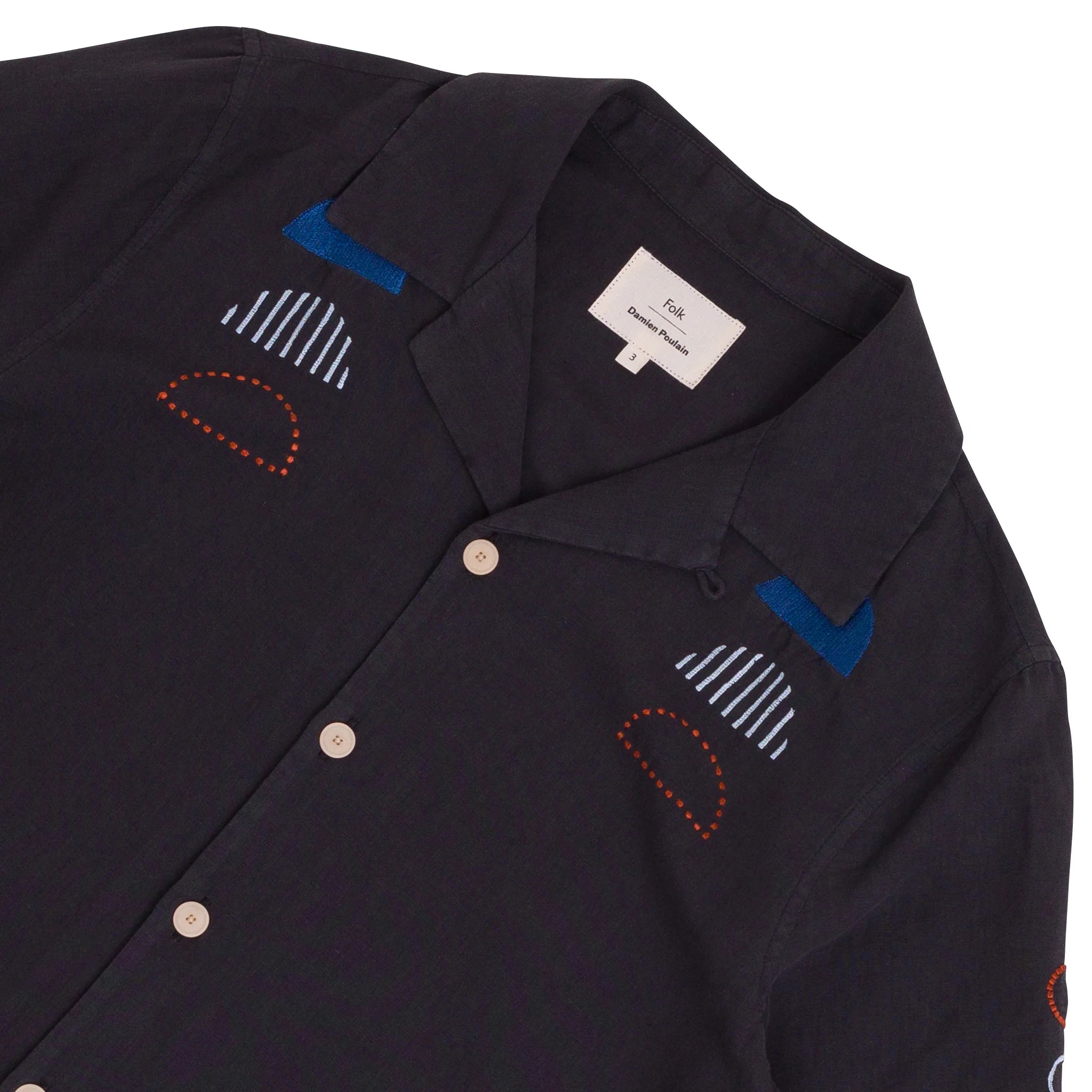 SS Soft Collar Shirt - Black Moon Embroidery DP
