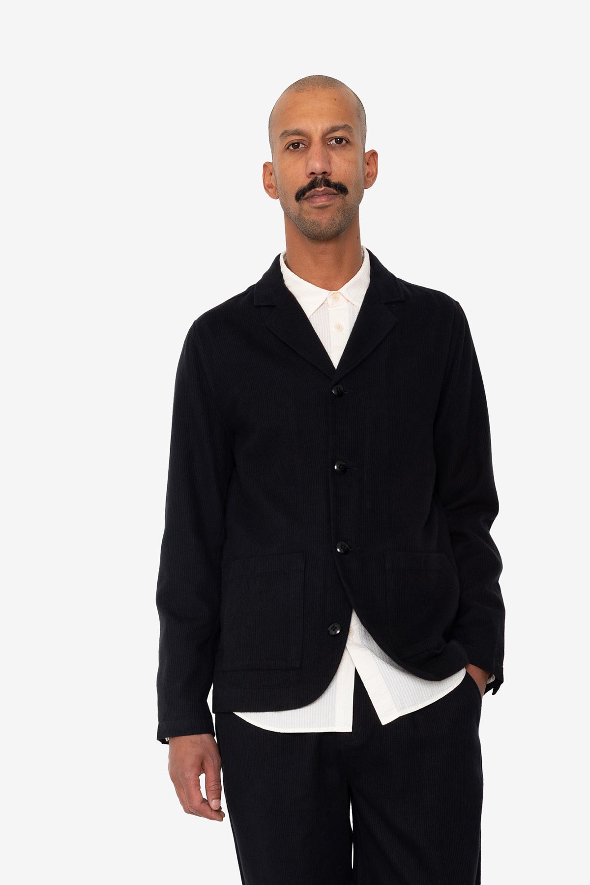 Patch Jacket - Soft Black Brushed Stripe