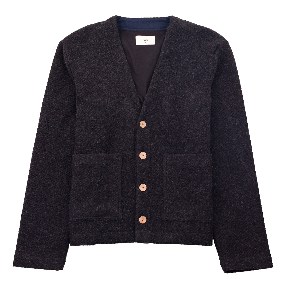 Pocket Cardigan - Charcoal Wool Twill